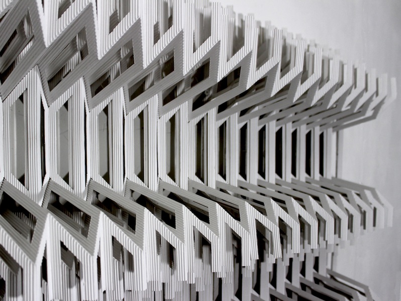 Flute Paperfold 7 (Paper Grille) - flute paper, 110 x 95 x 20cm, 2015 (detail)